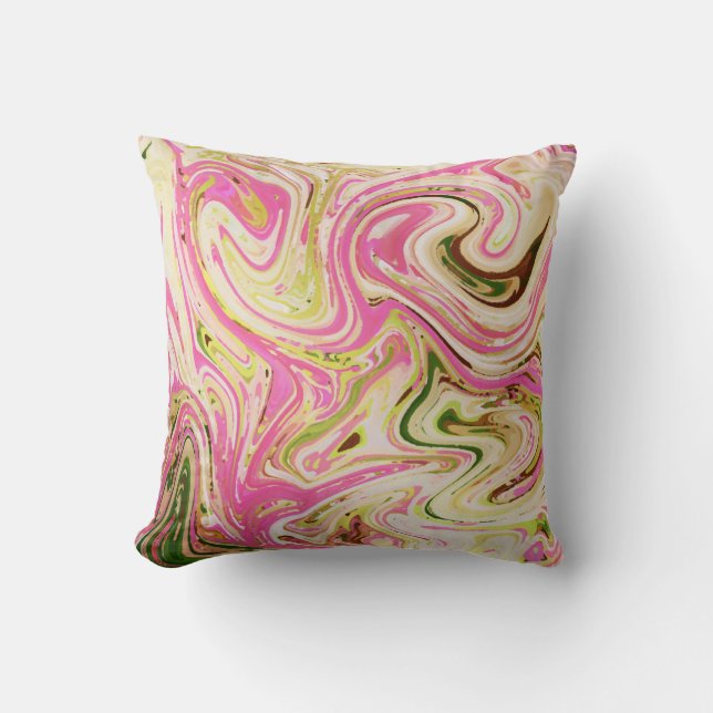 Almofada rosa, dourado, rosa, branco, arte, elegante, padrã (Frente)