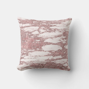 Almofada Rosa Dourado Rosa Brilho Mármore Glam Moderno