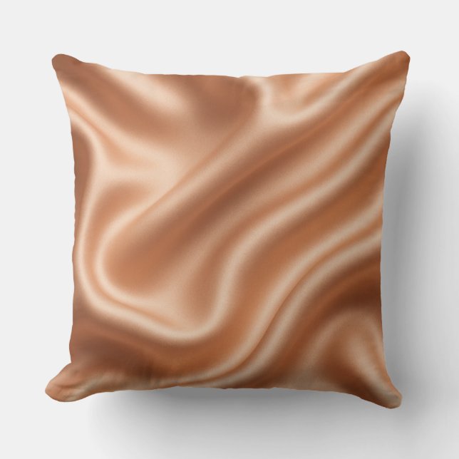 Almofada Rosa Dourado Seda Cetim Padrão Abstrato Luxo (Frente)