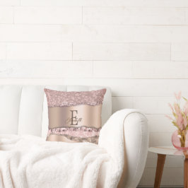 Almofada Rosa Dourado Tendência Diamantes Brilho Monograma