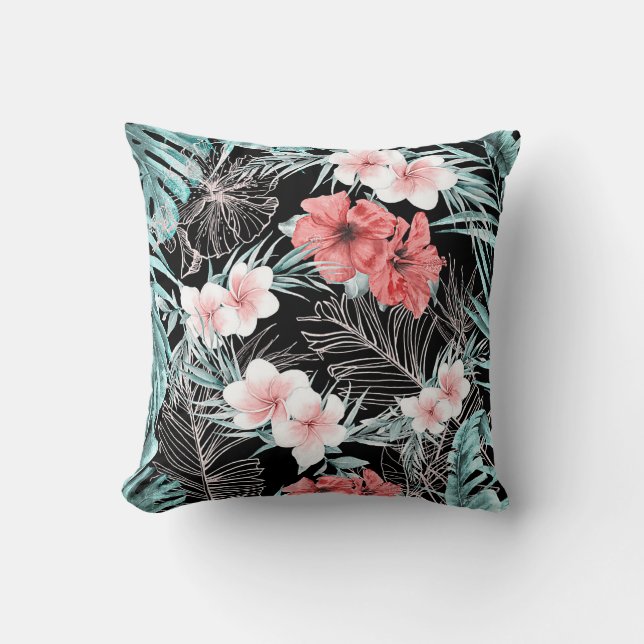 Almofada Rosa Dourado Tropical Botânico Paraíso Chic (Frente)