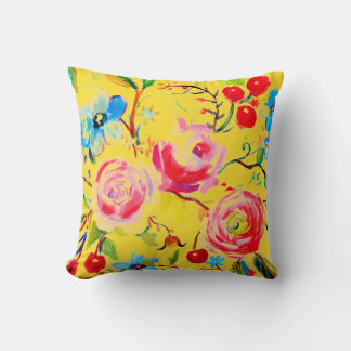 Almofada Rosa e Amarelo de Cereja Personalizáveis
