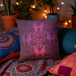 Almofada Rosa e Roxo Damask Glamouroso e Profundo
