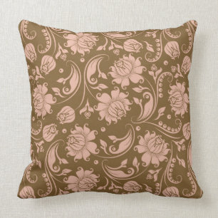 Almofada Rosa e teste padrão floral de Brown