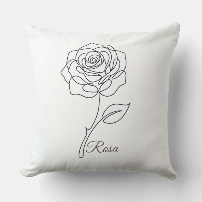 Almofada Rosa: Elegant One Line Art Pillow (Frente)