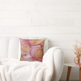 Almofada Rosa Floral castanho bege roxo, Abstrato chic