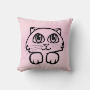 Almofada Rosa Gato De Olho Grande E Bonito
