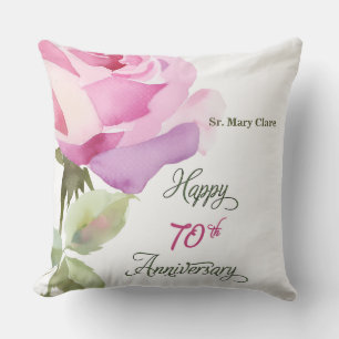 Almofada Rosa Jubileu de 70 Anos Nun Custom Name