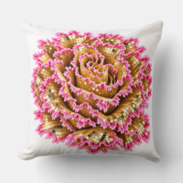 Almofada Rosa Mosaico Dourada com Design Floral de Renda Ro