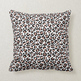 Almofada Rosa ouro impressão de leopardo preto cheetah tend