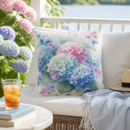 Almofada Rosa Pastel Azul Floral Hydrangea Flor Boom