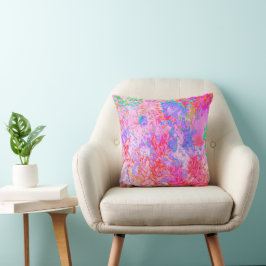 Almofada Rosa Pastel e Vermelho com Paisagem de Hortênsia A