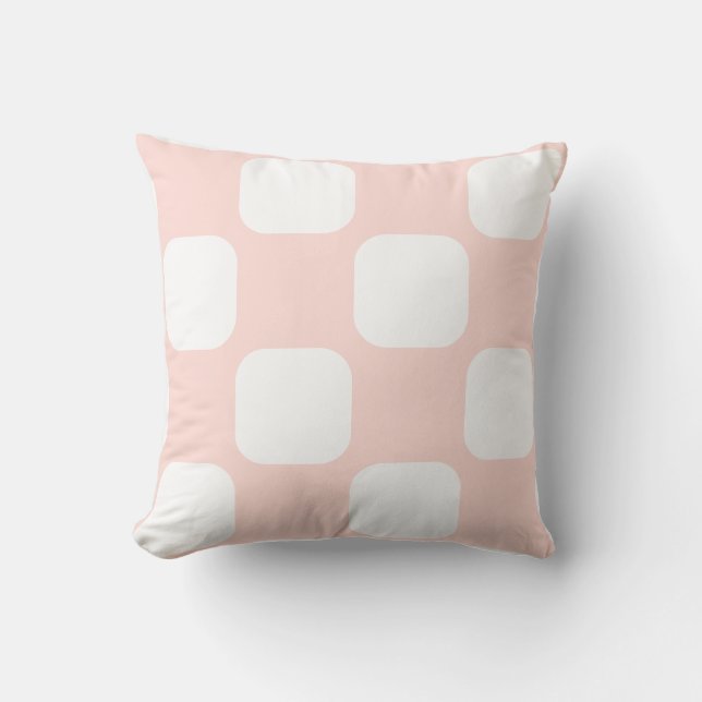 Almofada Rosa Pastel Macio e Design de Padrão Quadrado Bran (Frente)