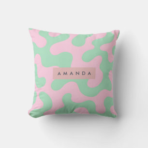 Almofada Rosa Pastel Personalizado e Verde-Menta Abstrato