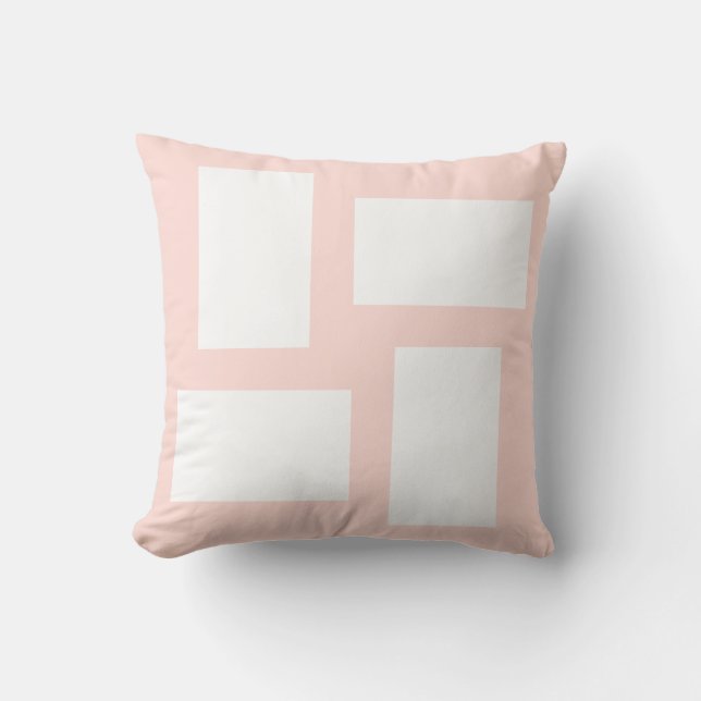 Almofada Rosa Pastel Suave e Design Abstrato Branco (Frente)