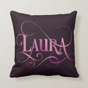 Almofada Rosa personalizado de Laura do roteiro de Swirly