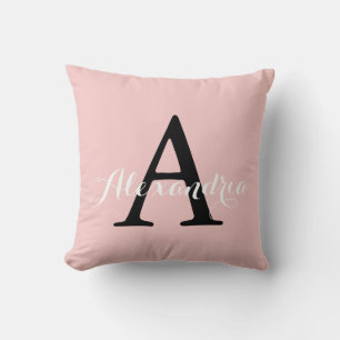 Almofada Rosa Quartz Blush Baby Pink Solid Color Monograma