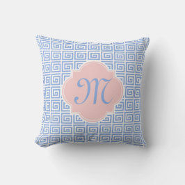 Almofada Rosa Quatrefoil chave grego azul sereno de quartzo