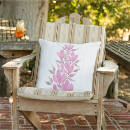 Almofada Rosa Quente Floral Rustico Madeira Aquarela