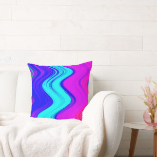 Almofada Rosa quente, Teal e Stripes de Tinta Azul.