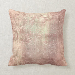 Almofada Rosa Rosa Rosa Dourada Sequência de Blush Sparkly