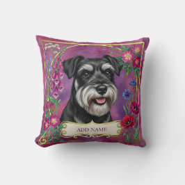Almofada Rosa Schnauzer Prata e Preto Personalizad
