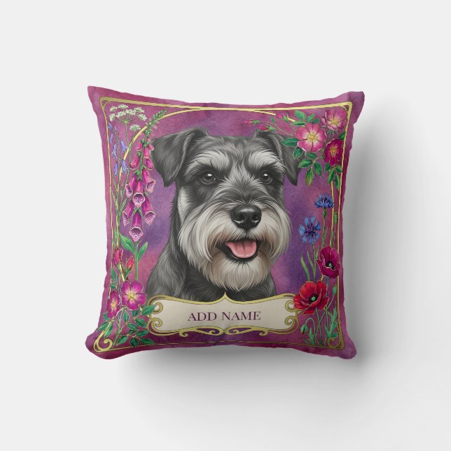 Almofada Rosa Schnauzer Sal e Pimenta Personalizad (Frente)