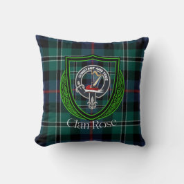 Almofada Rosa Scottish Clan Tartan & Crest