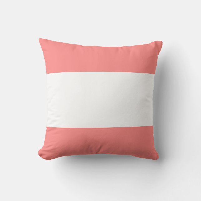 Almofada Rosa Suave Pastel e Design de Barra Branca (Frente)