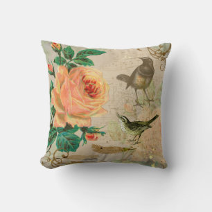 Almofada Rosa Victoriano e Jardim das Aves