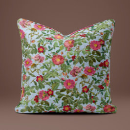 Almofada Rosa Vintage em Azul Céu Suave
