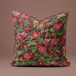 Almofada Rosa Vintage em Burgundy Profundo