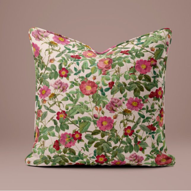 Almofada Rosa Vintage em Marfim Macio (Criador carregado)