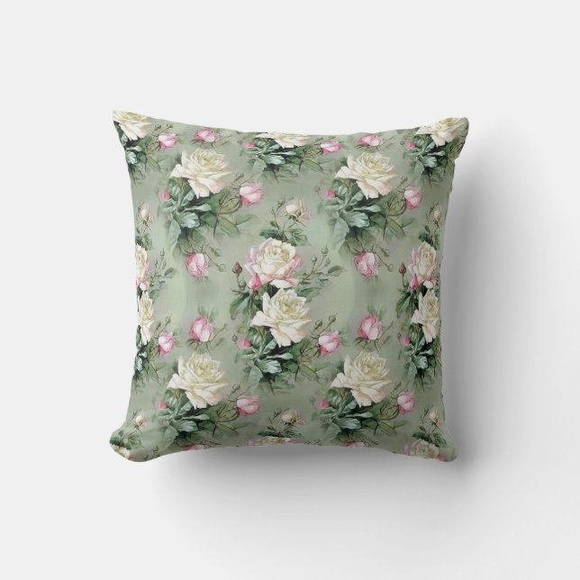 Almofada Rosa Vintage Modern Popular Floral (Frente)