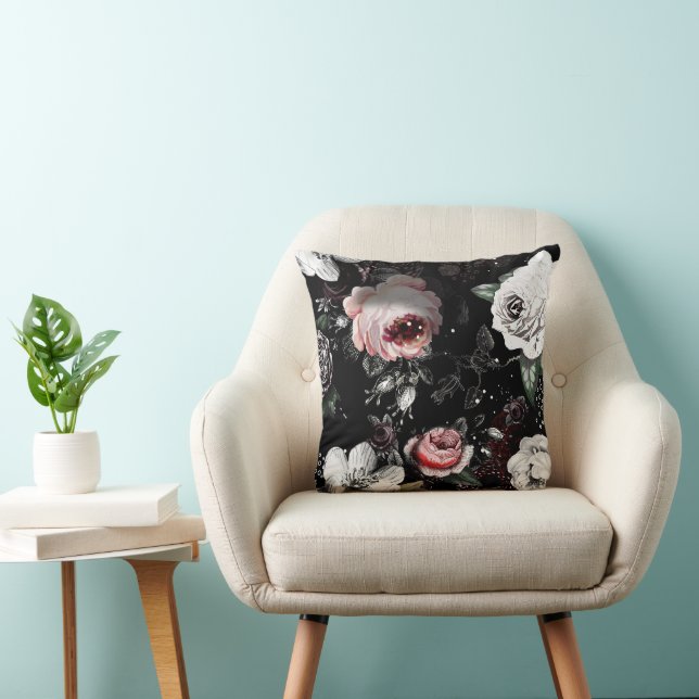 Almofada Rosa Vitoriana Ousada Floral Colorida (Cadeira)