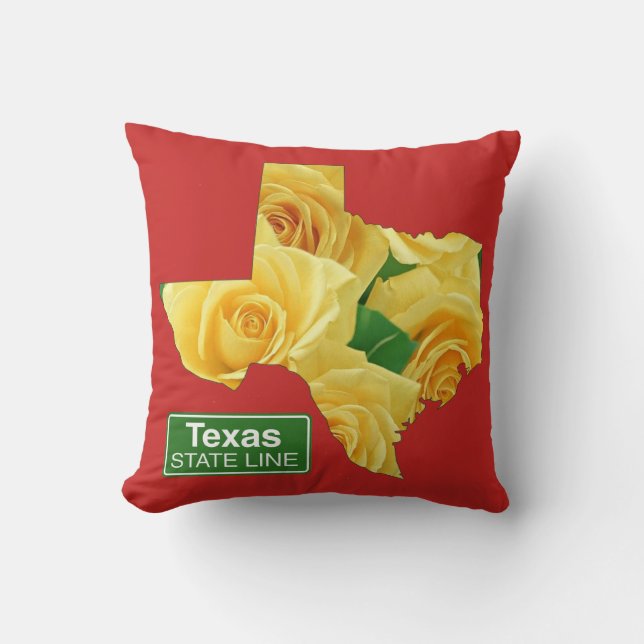 Almofada Rosas Amarelas do Texas e Sinal de Linha de Estado (Frente)