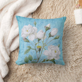 Almofada Rosas brancas do Chique Vintage em azul