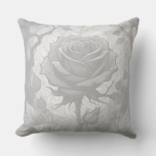 Almofada Rosas Brancas E Cinzas 3