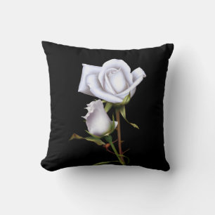 Almofada Rosas Brancas Românticas Elegante Glam Floral Pret