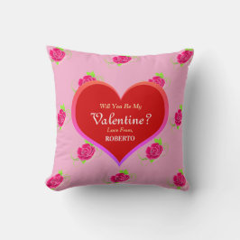 Almofada Rosas Cor-de-rosa-quente-dia de os namorados Coraç