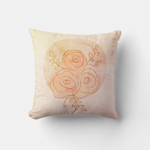 Almofada Rosas de âmbar queimados com arte em linha japones