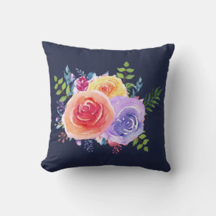 Almofada Rosas de Aquarela Buquê Floral