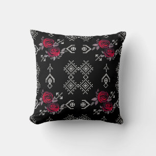 Almofada rosas de aquarela com ponto de cruzamento retrô