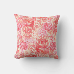 Almofada Rosas de Aquarela Rosa-Cinza Elegante