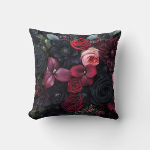 Almofada Rosas de Disposição Floral Escuro Elegante