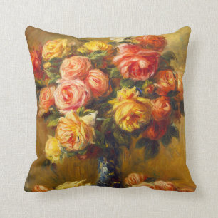 Almofada Rosas de Renoir em um travesseiro do vaso