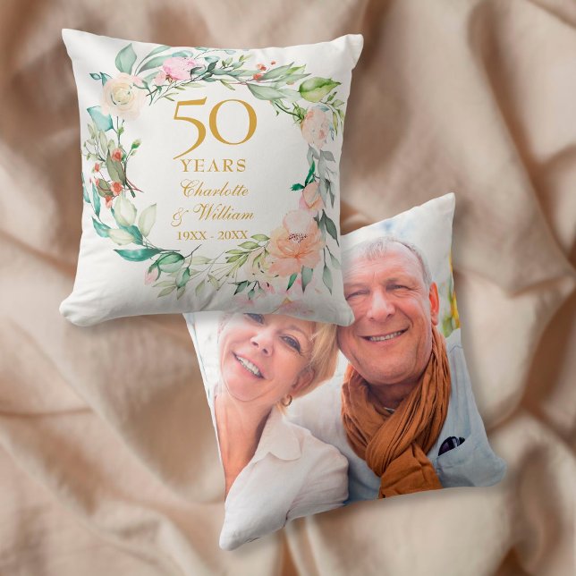 Almofada Rosas de Verão Doce Grinalda Foto de 50º Aniversár (Criador carregado)