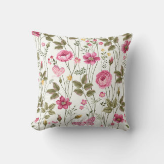 Almofada Rosas e Borboletas: Floral sem costura