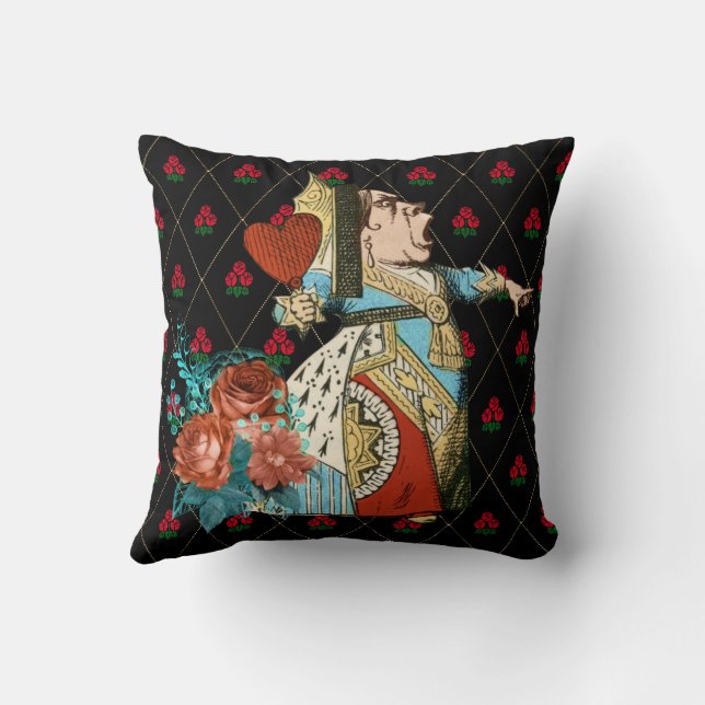 Almofada Rosas e Rainha de Ouros de Alice (Verso)