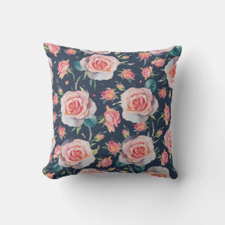 Almofada Rosas e Rosebuds: Floral Sem Costura.